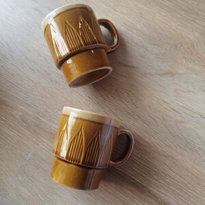 Drip Glaze JAPAN Stacking MCM Coffee Mugs Set  60s 70s